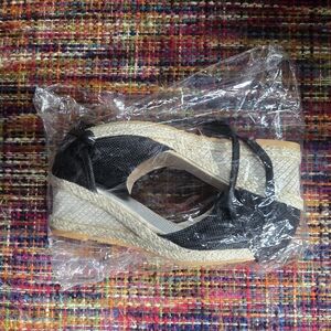 Women's Black Espadrille Wedge Sandals size 37 or 6.5